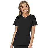 HeartSoul V,Neck Top with Rib,Knit Trim, Womens Scrubs, Stretch Fabric HS660