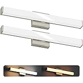 JULLISON 24 Inch Bathroom Vanity Light Fixtures with Night Light: Long Square Wall Mounted LED Lighting Bar over mirror with 