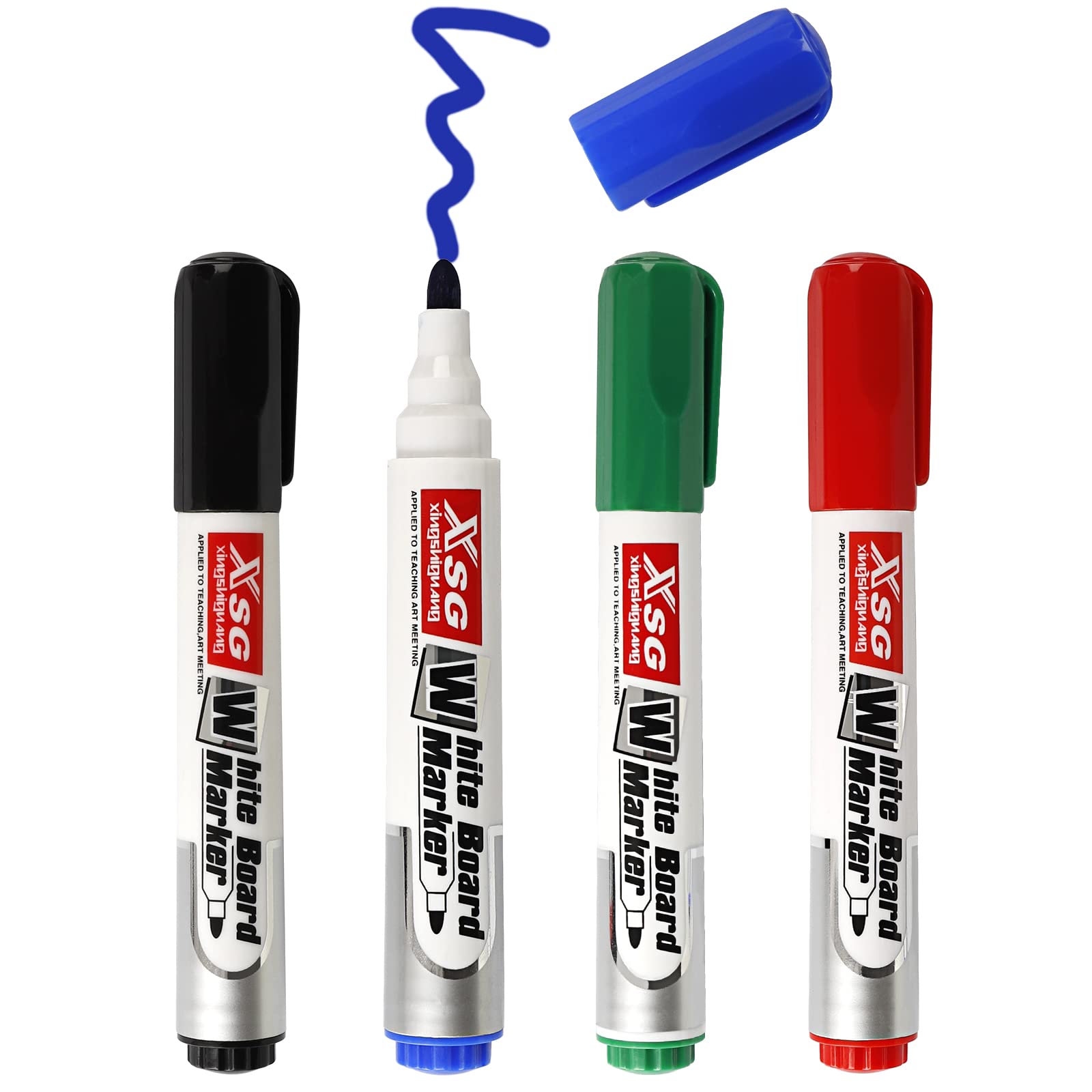 ABEIER Whiteboard Pens, White Board Markers, Assorted Ink Colours Dry Erase Markers, Home Office Supplies, Bullet Tip Low Odour (Pack of 4) — image 1