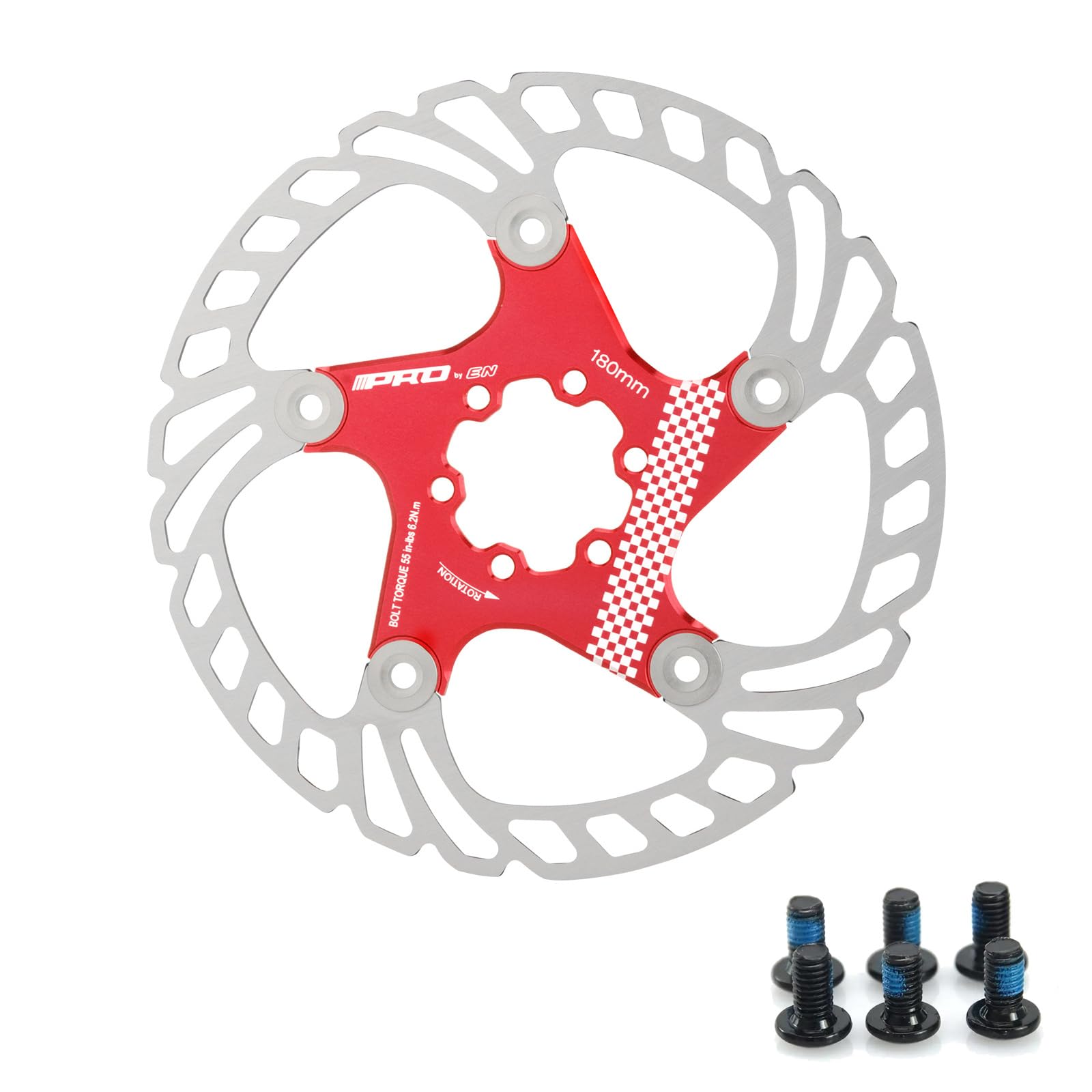 Yongness Bike Brake Disc 160mm 180mm 203mm Bicycle Disc Brake Disc Brake Rotor Floating Brake Rotor Suitable for Road Bikes Mountain Bike BMX Bicycle Parts (Red 180mm)