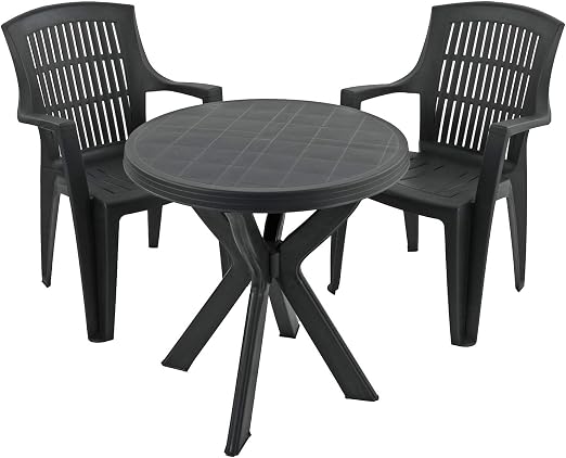 Trabella Tivoli Table With 2 Parma Chairs Set Anthracite Garden Furniture Amazon Co Uk Garden Outdoors
