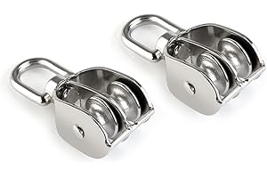 WINOMO Double Pulley Block: 2Pcs Stainless Steel 304 Double Swivel Pulley Block, Pulley Block Hanging Wire Towing Wheel