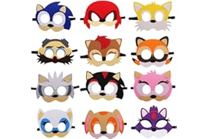 NUOMAN 12 Packs Hedgehog Felt Masks Party Favors for Kid - Hedgehog Themed Party Supplies Birthday Cosplay Mask Photo Booth Prop Cartoon Character Cosplay Birthday Gift for Children Boys Girls