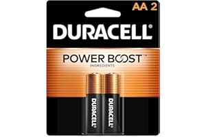 Duracell Coppertop AA Batteries with Power Boost Ingredients, 2 Count Pack Double A Battery with Long-lasting Power, Alkaline AA Battery for Household and Office Devices