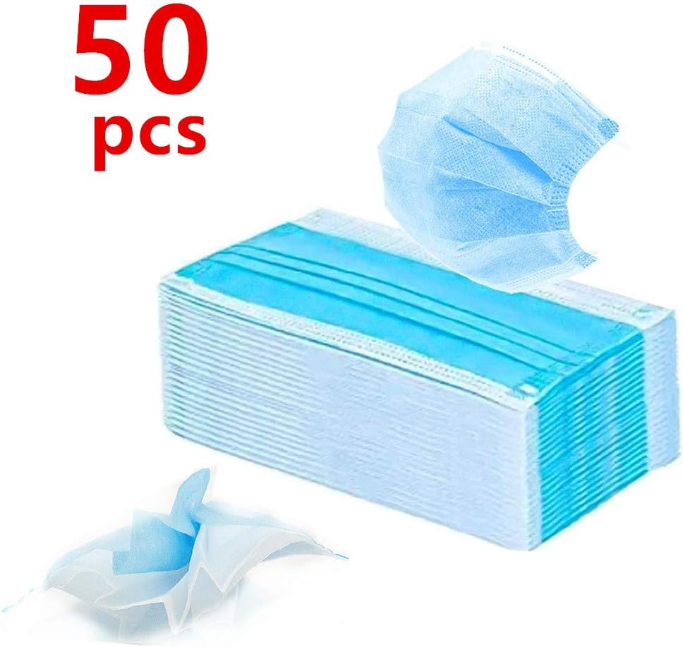 50Pcs50Pcs Medical Disposable Face 3-Layer Masks with Elastic Ear Loop，Anti Dust Breathable Disposable Earloop Mouth Face Mask Breathable and Comfortable for Air Pollution Protection