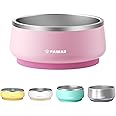 Pawaii Dog Bowl, Dog Water Bowl with Non-Slip Rubber Base, Metal Insulated Stainless Steel Dog Bowls with ID Tag, Double Wall Dog Bowl for Small Medium Large Dogs, Durable, Dishwasher Safe, 34oz