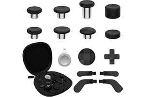 CHARM FOCUS 16-in-1 Metal Thumbsticks Replacement Kits for Xbox Elite Series 2, Xbox Elite 2 Controller Accessories, Includes Magnetic Joysticks, Paddles, Silicone Caps, D-Pads, 1 Tool (Black)