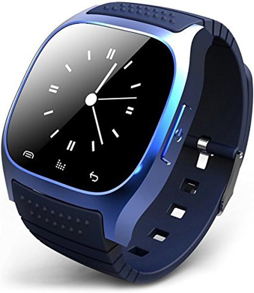 Smart Watch Bluetooth Wrist Watch Phone Compatible for Android (Full function) for iPhone (Partial function) with Mic Barometer Altimeter Better Than U8 Watch (Blue)