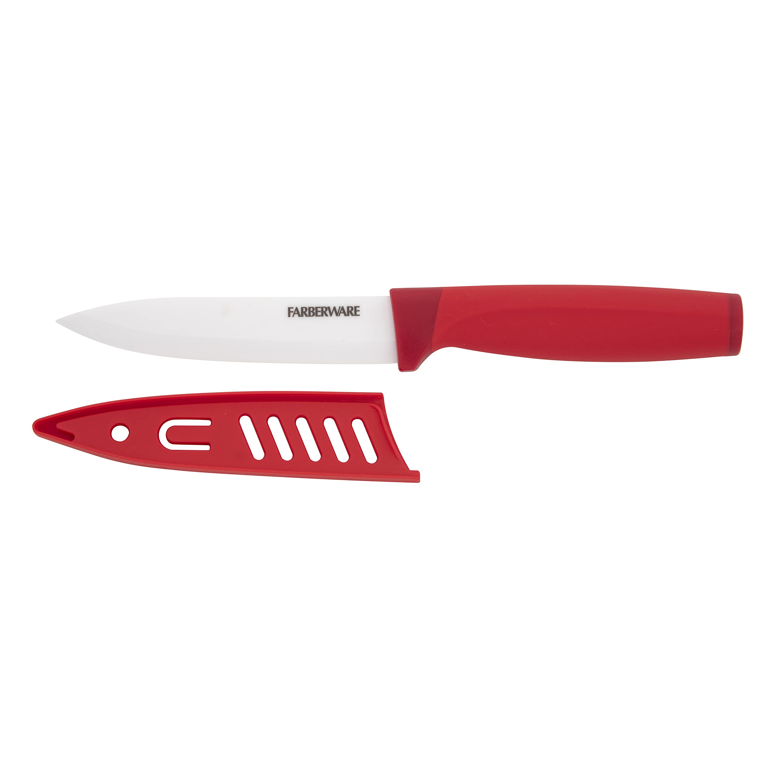 Red Razor Knife Farberware Ceramic 5-inch Utility Knife with Custom-Fit Blade Cover ...