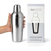 A Bar Above All in One Cocktail Shaker, Cobbler Style Shaker, 24 oz | Stainless Steel, Precision Jigger Cap, Dual Leak Proof Gaskets, Home Bar Set, Bartender Essential, Bar Cart Decor, Great Pick