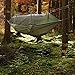 Rusee Camping Hammock with Net Outdoor Hammock Travel Bed Lightweight Parachute Fabric Double Hammock for Outdoor, Camping, Hiking, Backpacking, Backyard (Army Green)