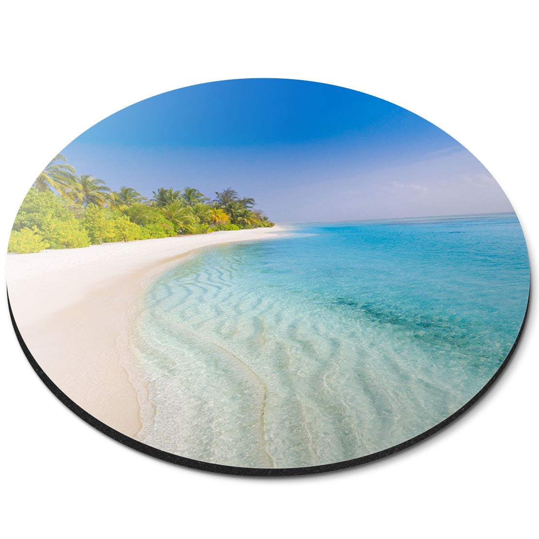 Tropical Beach Summer Holiday Island - Flexible Round 5mm Rubber Mouse Mat Pad Office Home Novelty Printed Desk Accessory 16727