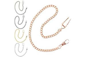 TIONG Gold/Silver Customizable Pocket Watch14 Inch Chain with Twisted Thick & T Bar & Lobster Clasps Custom Watch Chain Link Vest for Your Pocket Watch