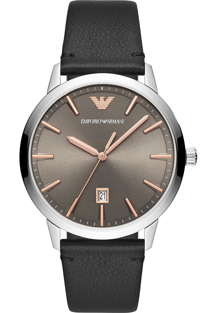 Emporio Armani Watch for Men, Three Hand Date Movement, 43 mm Silver Stainless Steel Case with a Leather Strap, AR11277 — image 1