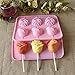 Yunko 3d Rose Flower Lollipop Shape Silicone Chocolate Candy Mold with Sticks 2pcs /Set