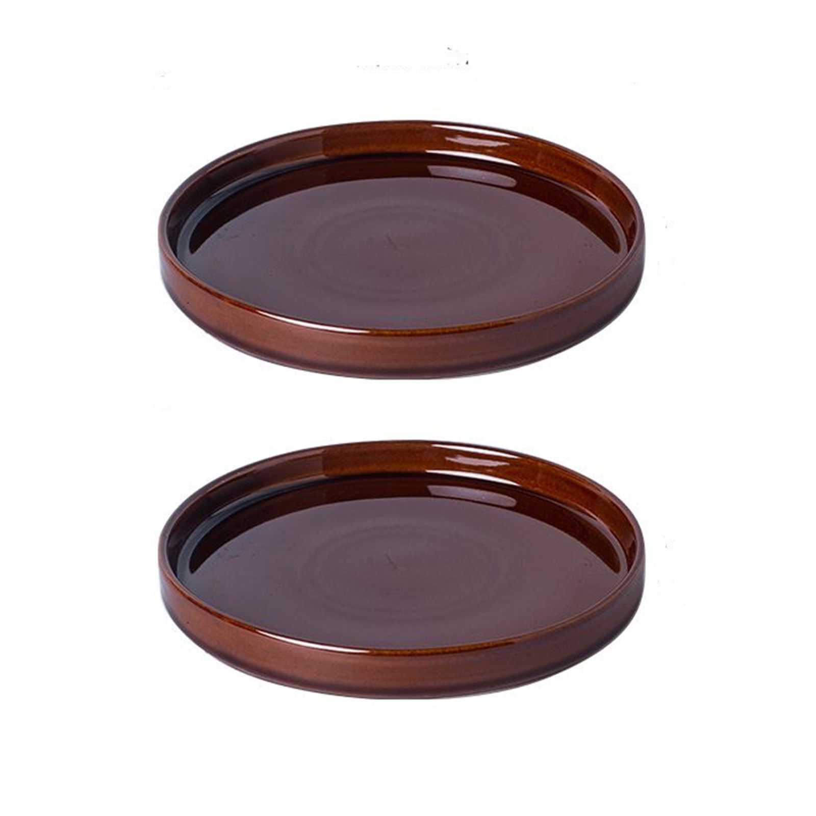 Photo 1 of Fzfeiyy Ceramic Plant Saucer 7 Inch, 2 Pack Round Plant Trays for Indoors/Outdoors, Flower Pot Saucers for Holding Water Drips and Soil, Ceramic Drainage Tray for Plant Pot (Brown)