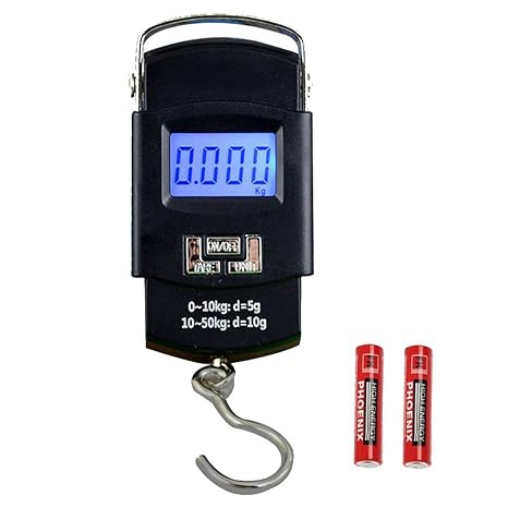 HANWELL 50Kg Kofferwaage Gepäckwaage Digitale Handwaage mit Angelhaken, Beleuchtetes Display, Auto-Hold Tara-Funktion und Abs