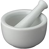 HIC Mortar and Pestle Spice Herb Grinder Pill Crusher Set, Fine-Quality Porcelain