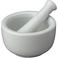 HIC Mortar and Pestle Spice Herb Grinder Pill Crusher Set, Fine-Quality Porcelain