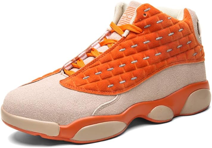 Amazon Lefus バスケット シューズ バッシュ ハイカット スポーツシューズ メンズ スニーカー 通気 バスケ靴 日常着用 27 5cm オレンジ バスケットボール