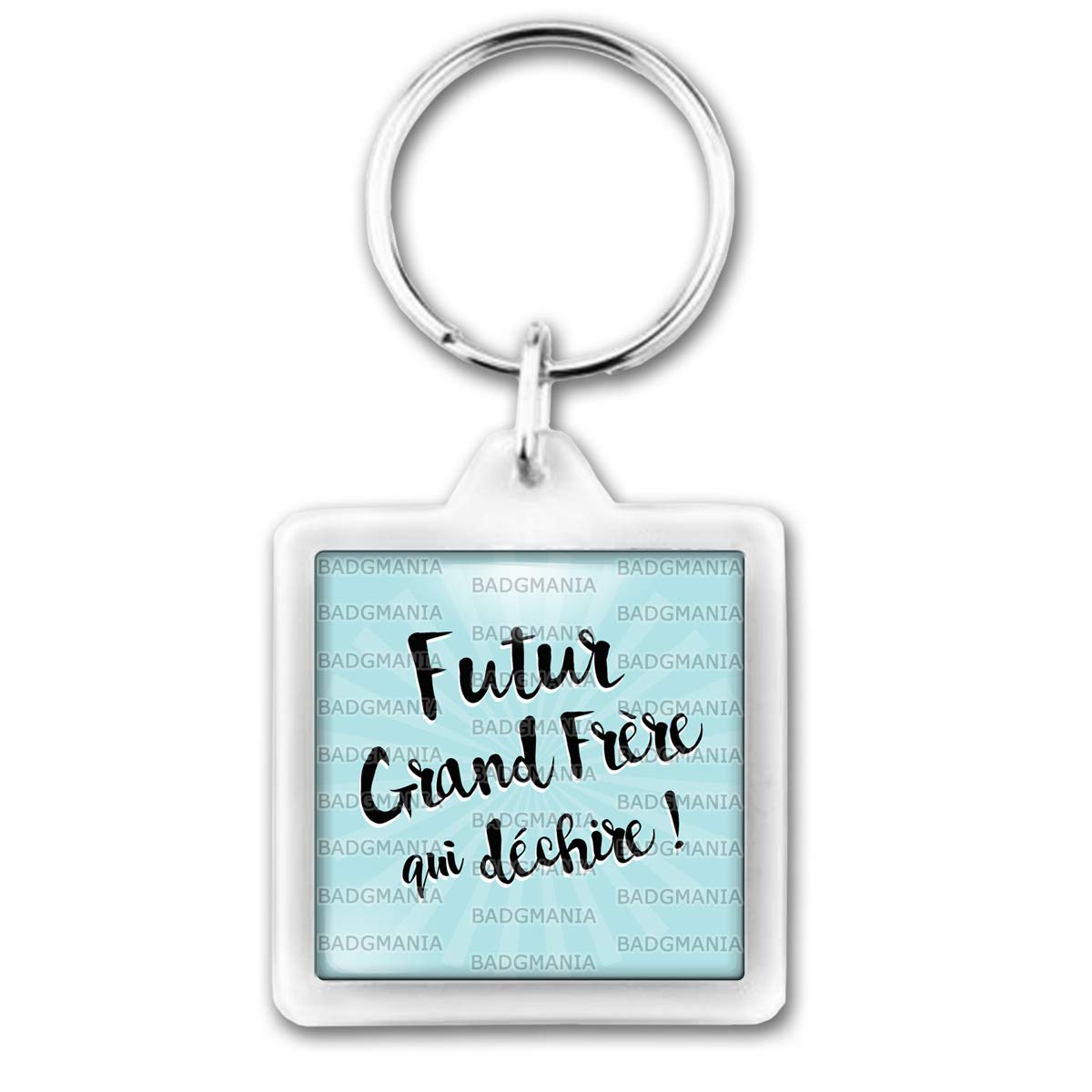 Humour Annonce Naissance Bebe Porte Cles Carre Plastique Futur Grand Frere Qui Dechire Fond Bleu Accessoires Bagages Mkyra Org