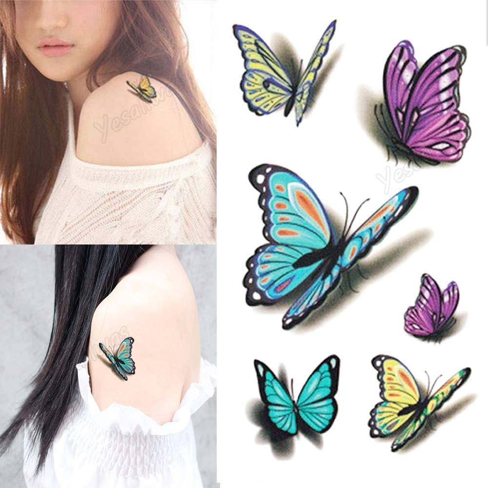 Yesallwas 30 Sheets cute Temporary Tattoo Sticker Fake Tattoos for Women Girls Models,Waterproof Long Lasting Body Art Makeup Sexy Realistic Tattoos -Butterflies - Image 5