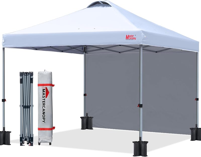 MasterCanopy Durable Ez Pop-up Gazebo 2.5x2.5M White with Sidewall