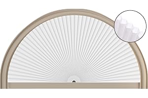RUZRHYTH Half Circle Window Shade Arch Window Cellular Light Filtering Shades Cordless for Half Moon Window Shade no Drill Honeycomb Light Filtering Blinds Easy to Cut and Install (White 24" X 48")