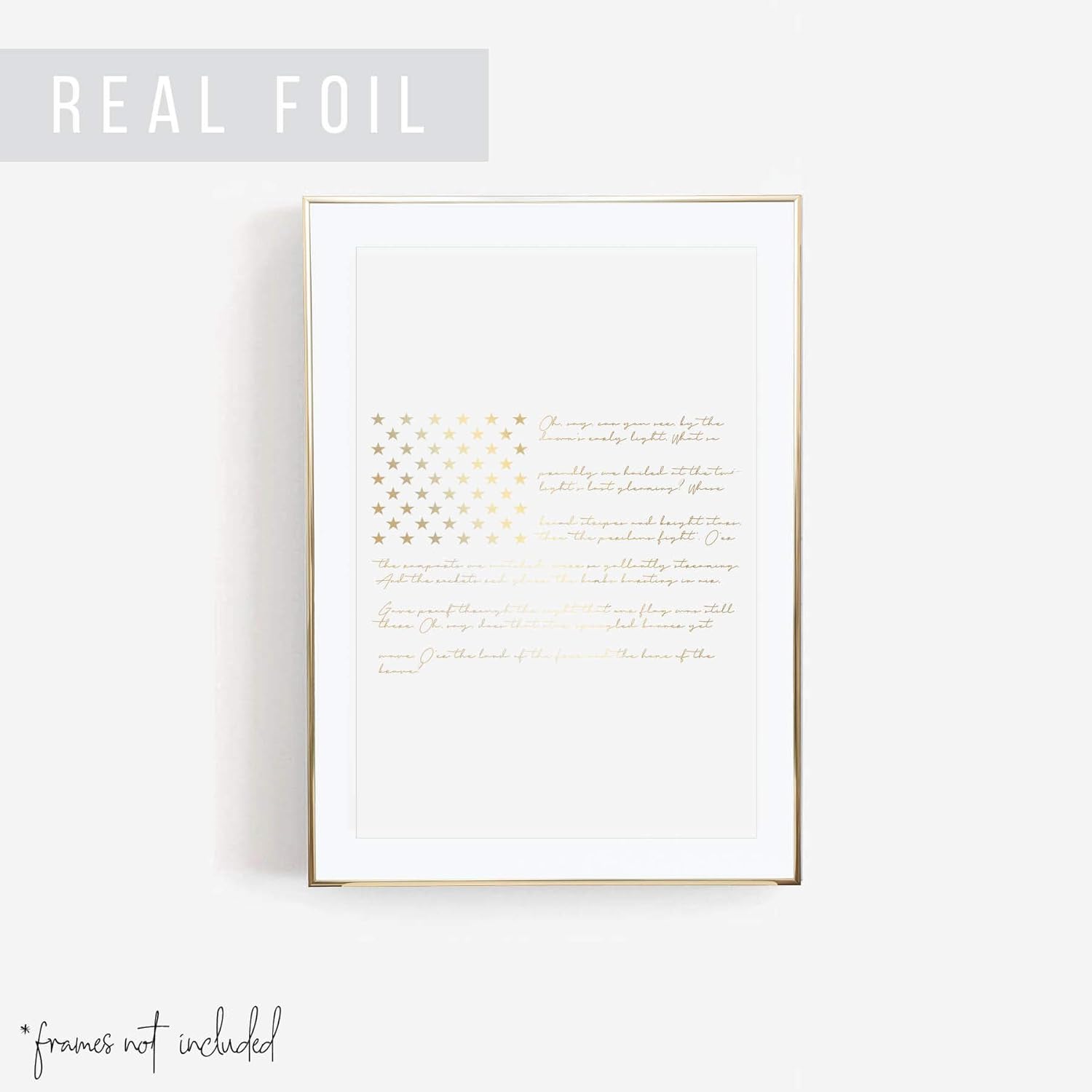 Amazon Com American Flag With The National Anthem Script Foiled