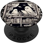 Spooky Ghosts Reading Books Library Bookworm Retro Bookish PopSockets Adhesive PopGrip