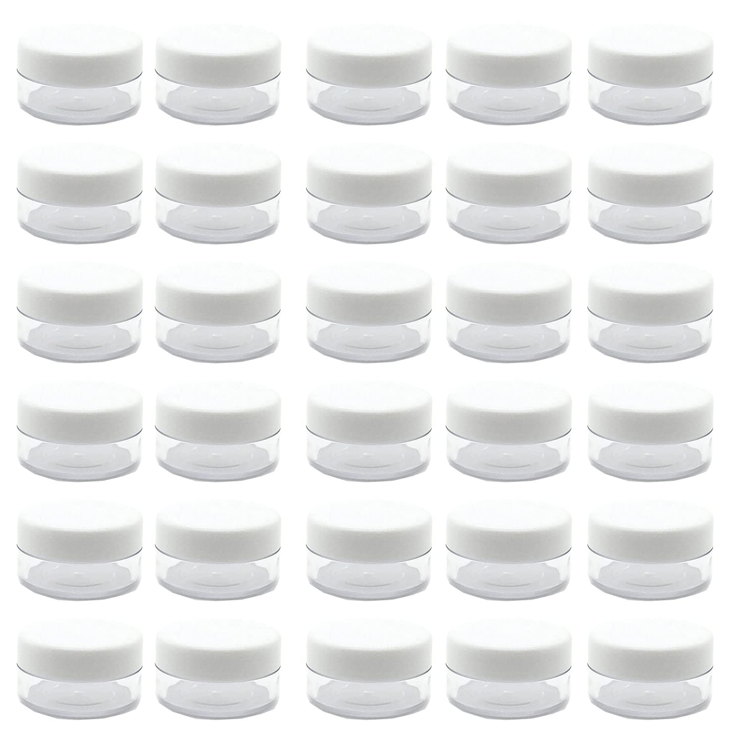 Photo 1 of 30 Pcs Sample Containers, 10 Gram Mini Sample Jars for Cosmetic, Eye shadow, White Lid