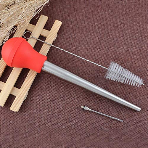 Axiba Kitchen Baster, Deluxe Stainless Steel Turkey Baster Syringe Set with Injector Needle and Cleaning Brush