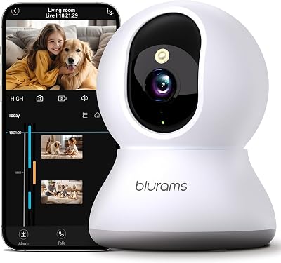 blurams Pet Camera 2K 360 Indoor Security Dog Camera Color Night Vision Motion
