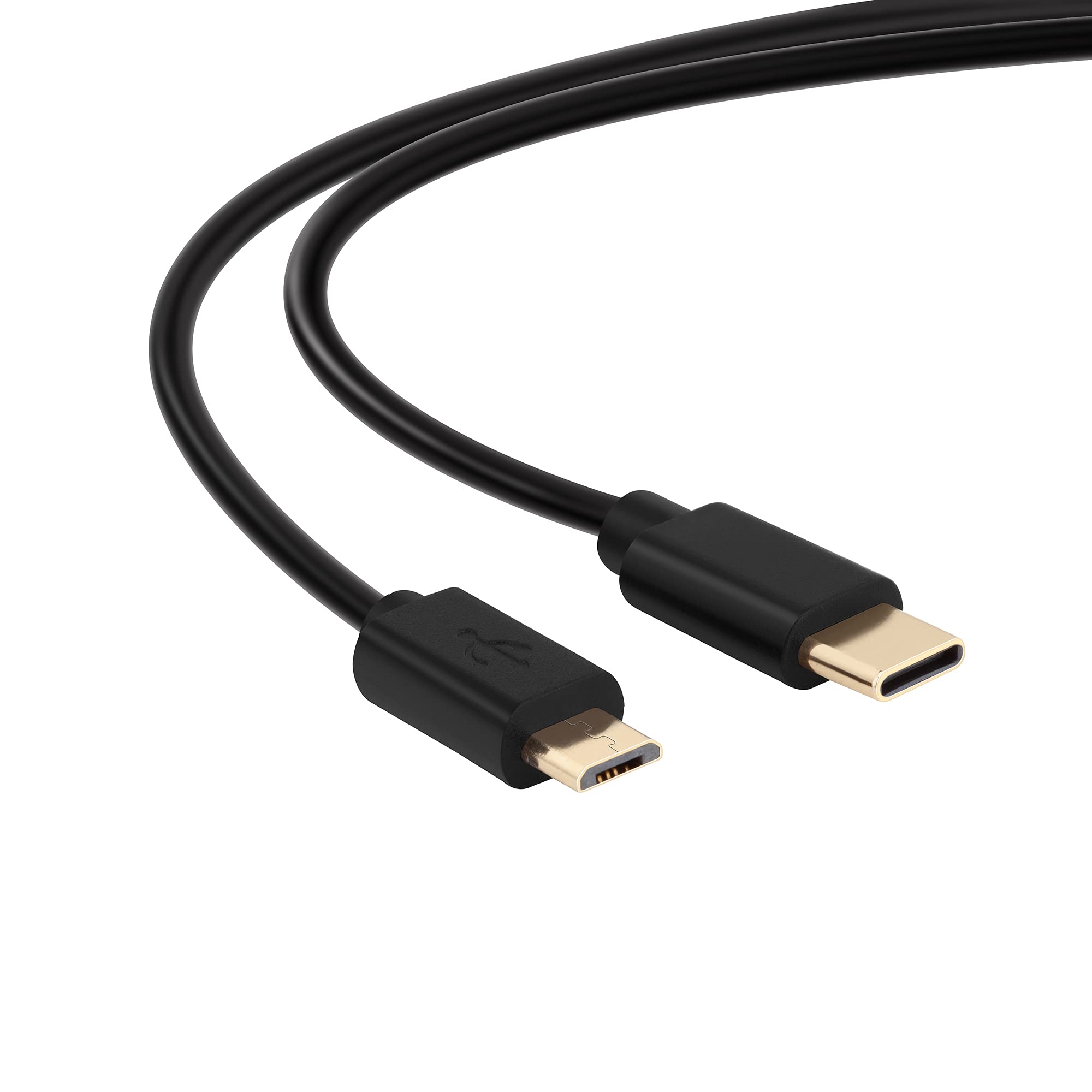 conecto 1.00 m USB C to Micro USB 2.0 Connection Cable, Gold-Plated Plug Contacts, Data Cable and Charging Cable, Black