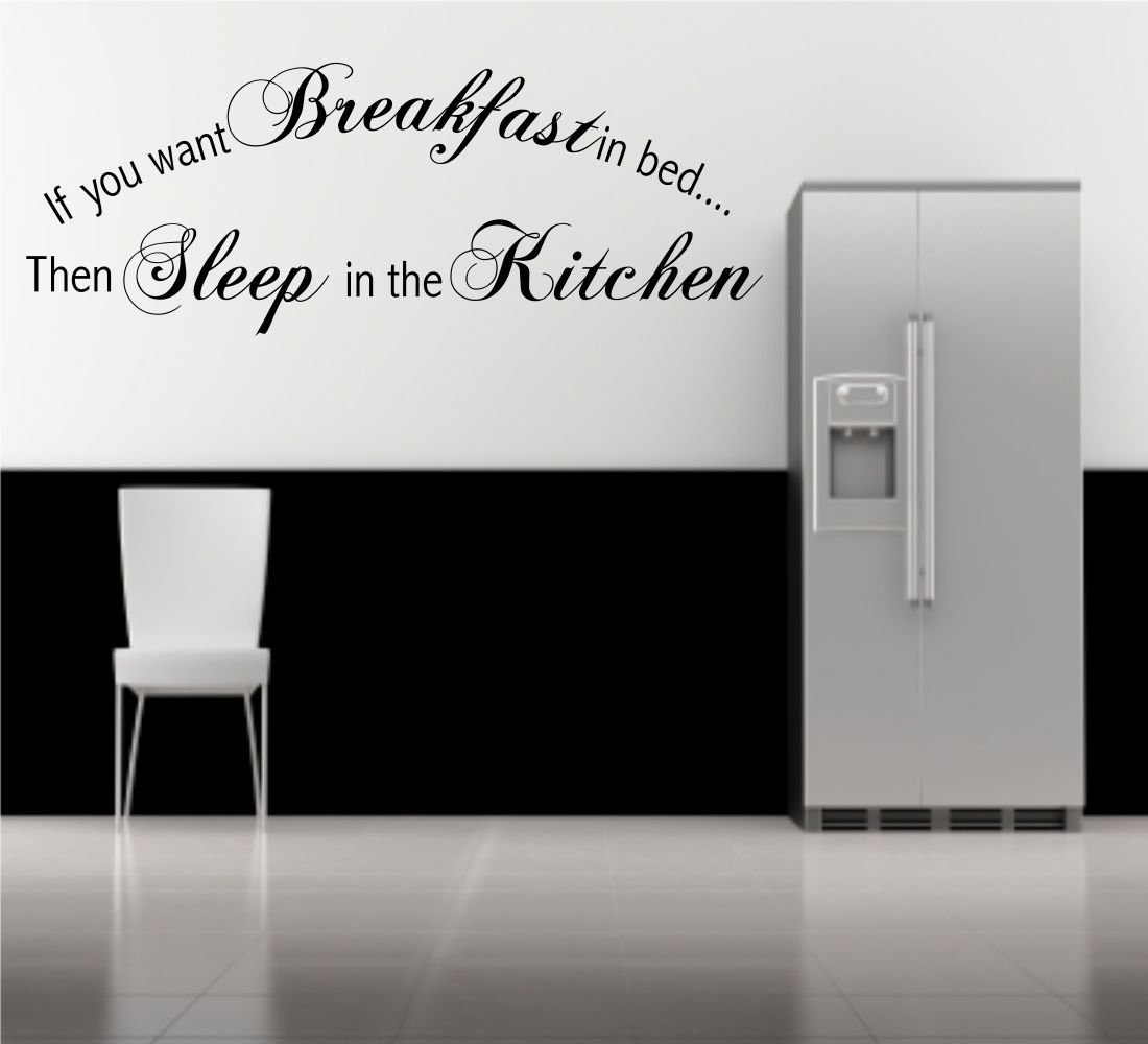 Breakfast Bed Sleep Kitchen Wall Art Quote Phrase Stickers Mural Decal transfer WSD456