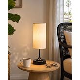 EZVALO Cordless Table Lamp, Small Dimmable Bedside lamp with Timer | Ambient Light, Linen, Touch, 2700K, Decor, Portable, LED, Wireless, Rechargeable, Battery Operated, Eye-Protection Shade