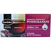 Farmer Brothers Premium Pomegranate Herbal Tea – 25 Individually Wrapped Bags – Naturally Caffeine-Free Fruit Tea with Tangy, Berry-Like Aroma – Soothing, Flavorful & Perfect for Relaxation