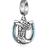 Lieditia Western Charm 925 Sterling Silver Horseshoe Charm Turquoise Jewelry Gifts for Women