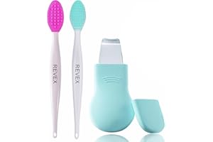 REVEX Silicone Nose Blackhead Remover Tool Set,Blackhead Scraper Tool,2Pcs Pore Cleaning Brush, Face Scrubber Skin Spatula, Pore Scrubber for Deep Cleansing,Face Exfoliator Scrubber for Women Men