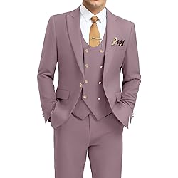 Aowdoy Men's Suits 3 Piece Slim Fit Tuxedo Suit One