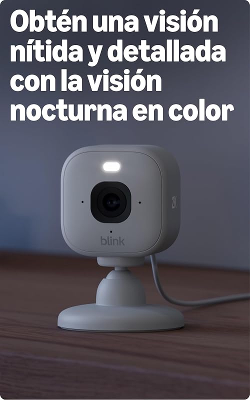 Câmara Blink Mini 2K+ (última geração) | Câmara de segurança doméstica com ficha, resolução de vídeo 2K, zoom 4x, visão noturna a cores | Compatível com Alexa | 1 câmara - Branca