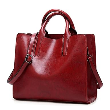 PANDRBO Women Fashion Top Handle Satchel Handbags Shoulder Bag Tote Purse Crossbody Bag (Wine Red)