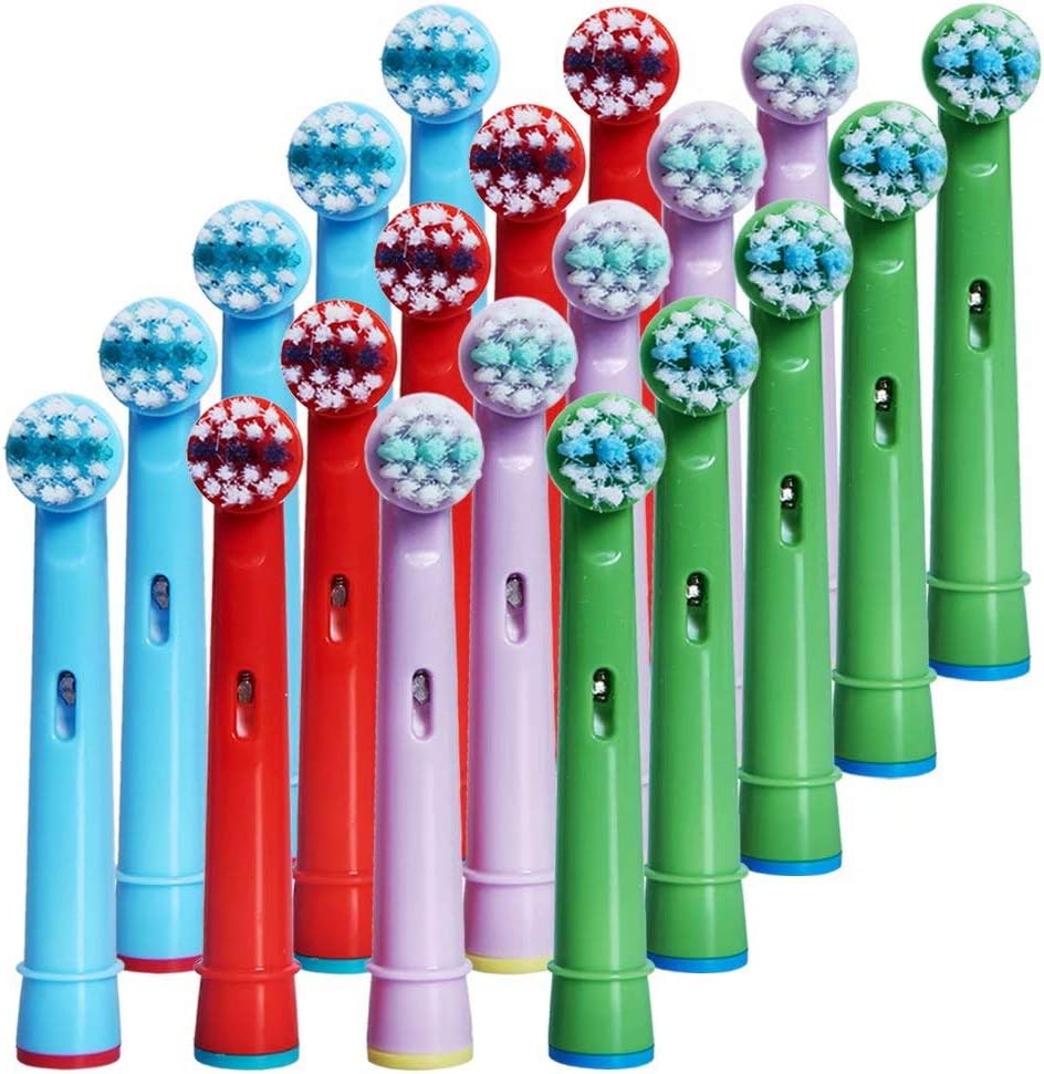 Handser Toothbrush Head 3D Excel Electric Toothbrush for Oral B Replacement Brush Heads Refill, (Red Blue Green Purple) EB-10A (20PCS)