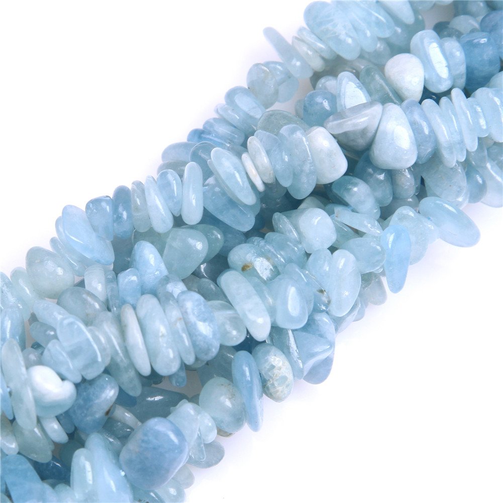 GEM-Inside Natural Blue Aquamarine 7-8mm Gemstone Semi Precious for Jewelery Making 15" per Strand — image 1