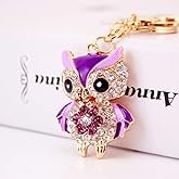 Grtdrm Cute Owl Shape Crystal Rhinestone Sparkling Keychain Bag Pendant Handbag Charm for Women Girls