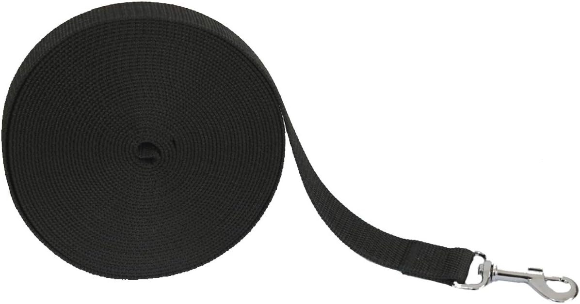Aopet 50-Feet Dog Training Leash Lead Extra Long Pet Agility Control Rope Durable Harness Fit for Large, Medium, Small Dogs[50ft Long,1in wide, Black]