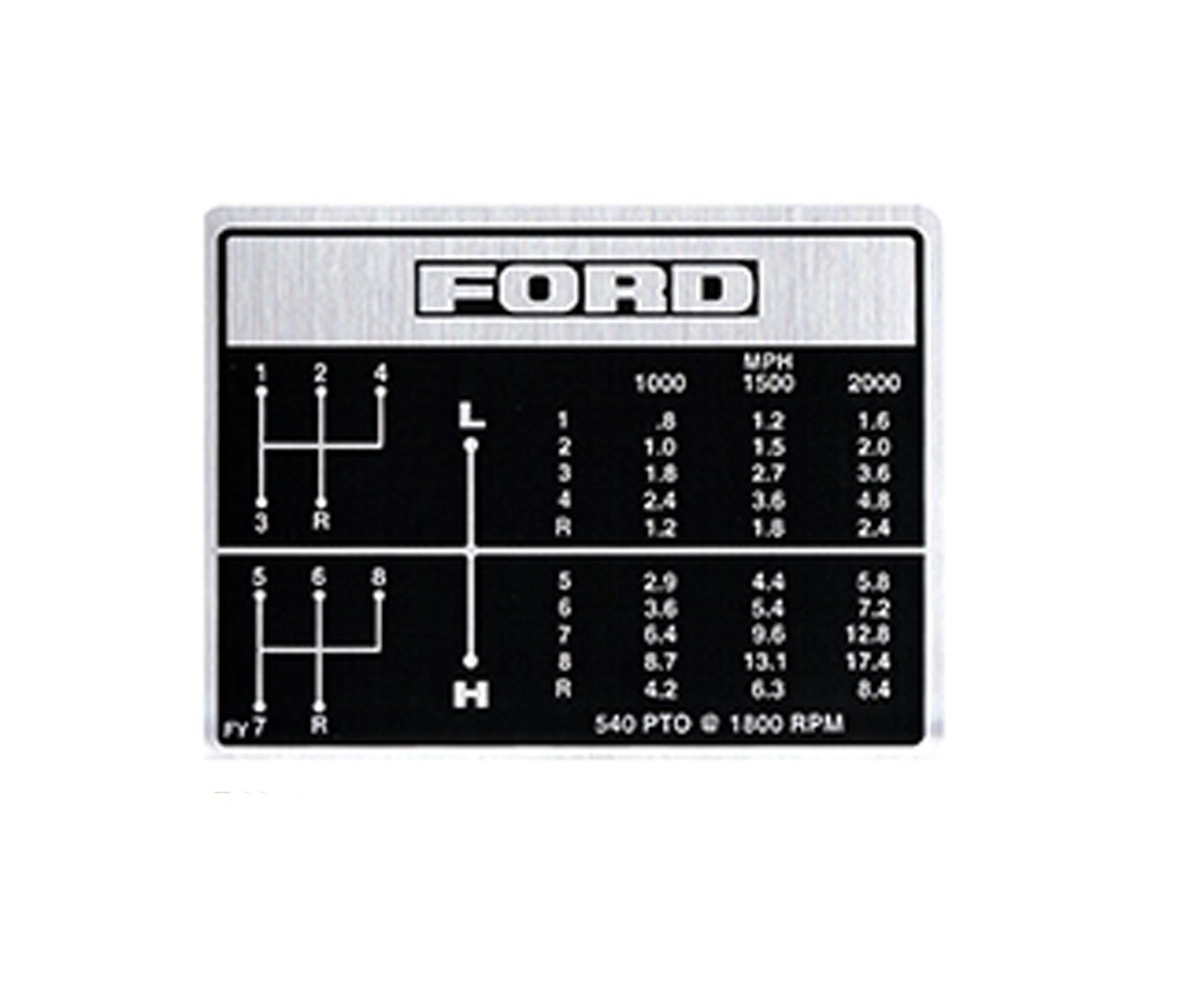 R1512 - Ford Tractor Shift Pattern Decal for 2000 and 3000 Tractors