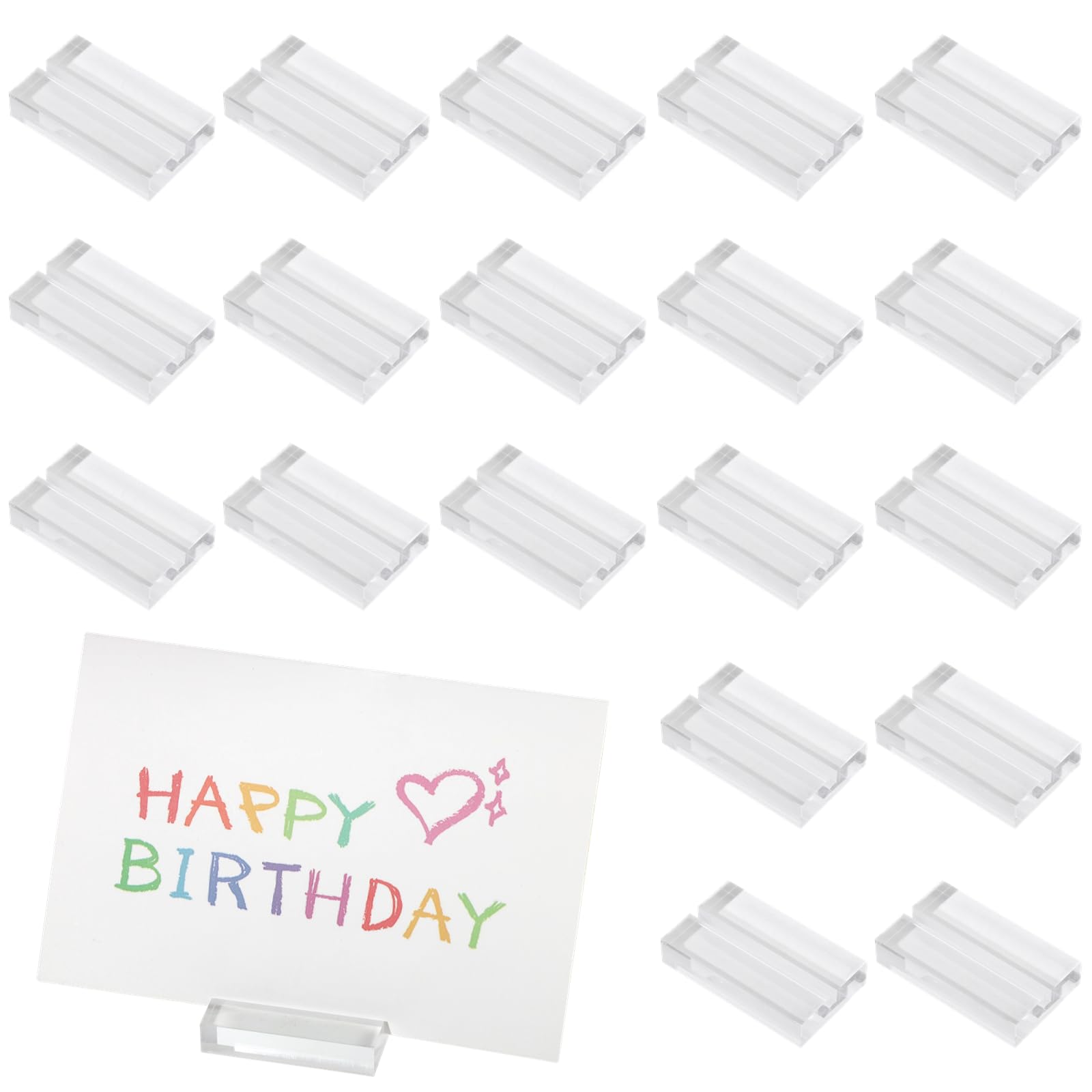 Photo 1 of Lnrueg 24 Pcs Acrylic Place Card Holders, 2 Inch Card Display Stand, Table Number Holder with Card Slot, Clear Acrylic Sign Holder for Wedding Restaurant Exhibition, 3 mm Slot Width