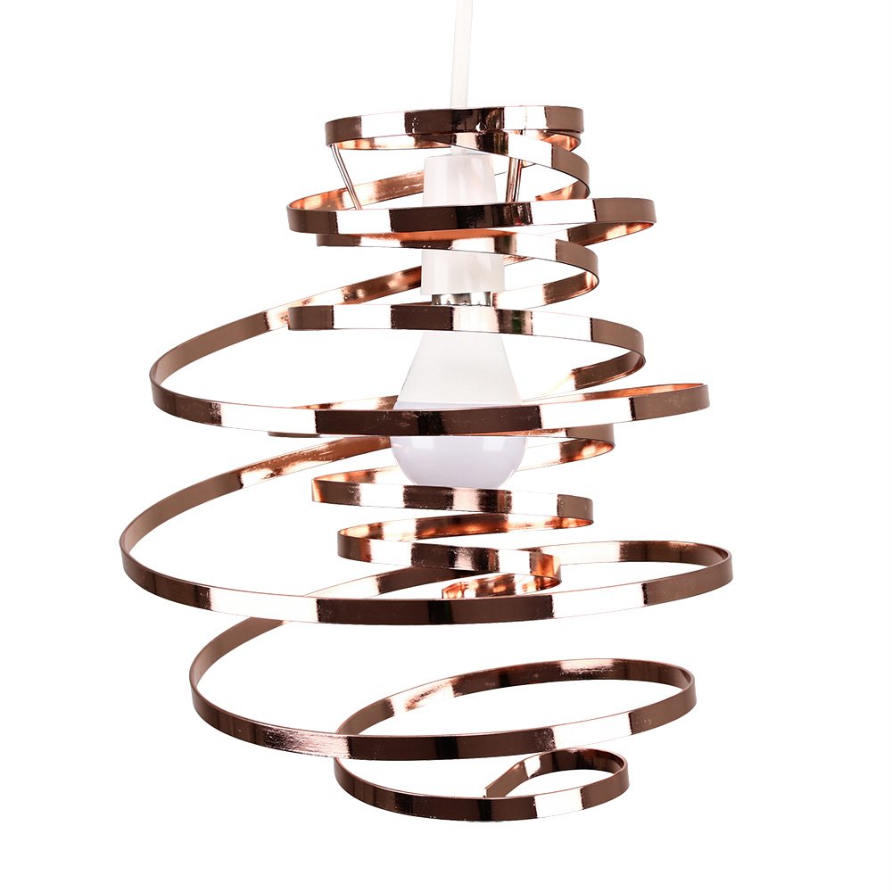 MiniSun | Contemporary Copper Metal Double Ribbon Spiral Ceiling Light Pendant | Pendant Lights, Home Décor & Improvement Essential | 30cm Shade Width