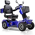 Dvsripa All Terrain Mobility Scooter for Seniors,Heavy-Duty 4 Wheel Mobility Scooters Mobility Scooter,Handicap Scooters for Adults with 3-Speed Travel Long (Blue)